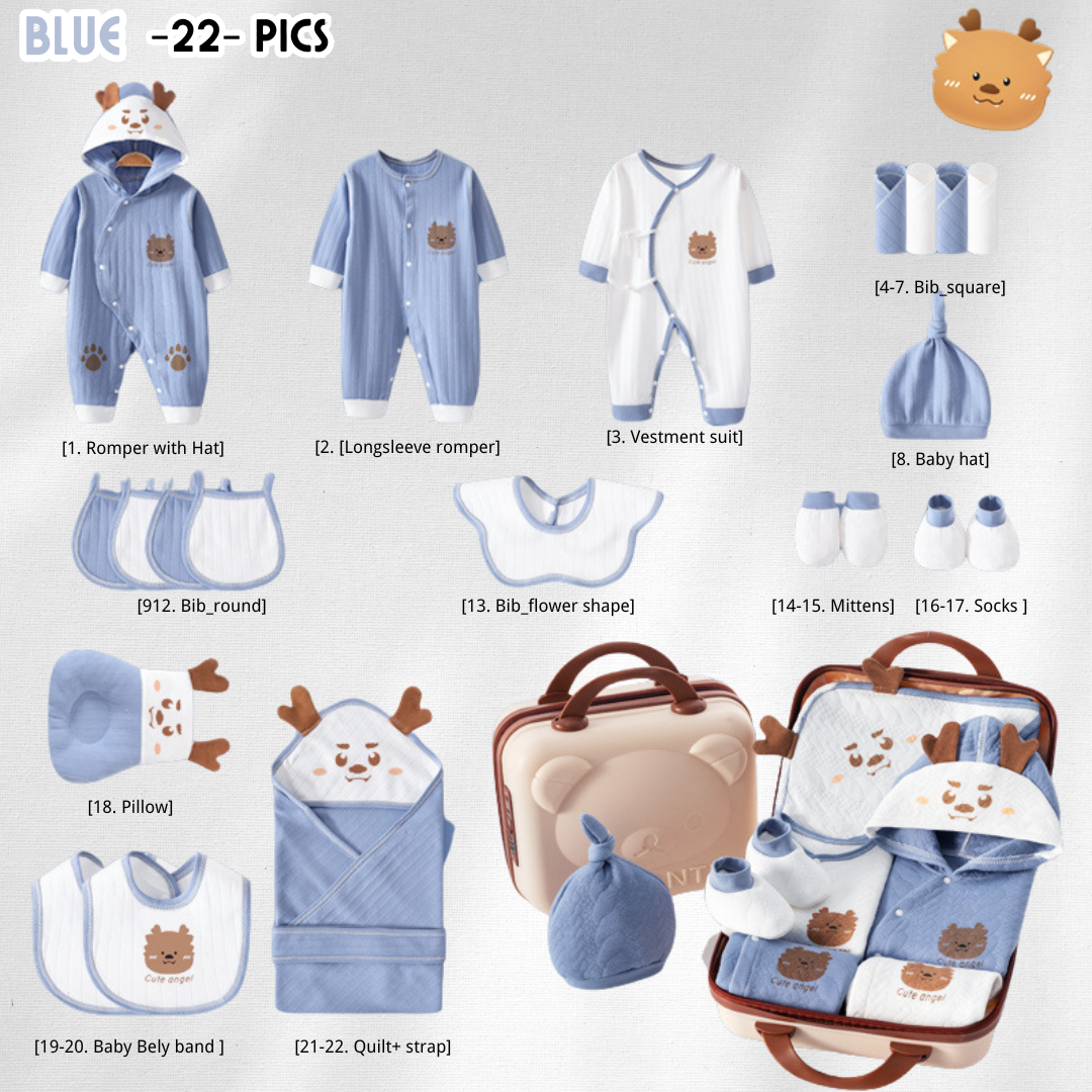 [Pre-order] 🐲Dragon Joy_CuteANGEL Baby Cotton Clothes Giftset - with Suitcase