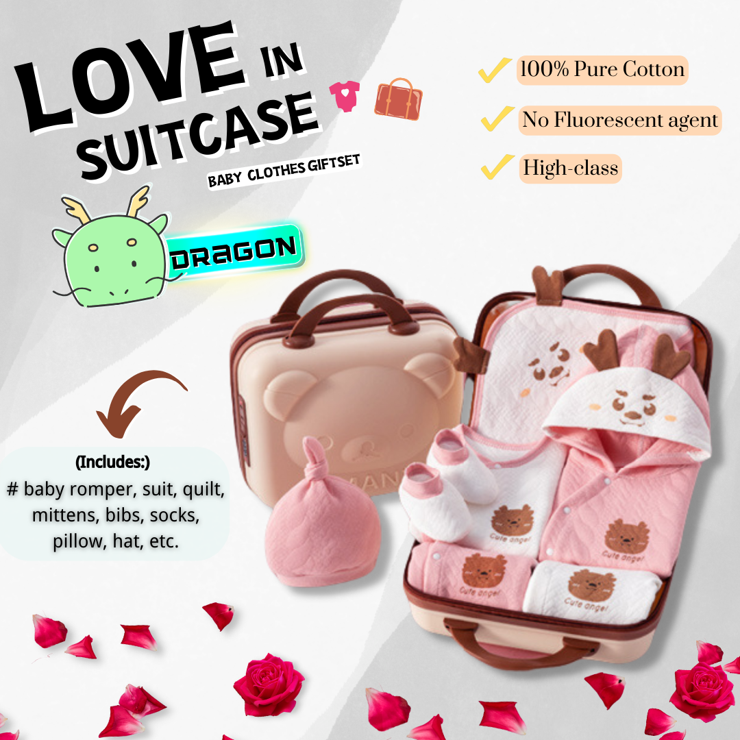 [Pre-order] 🐲Dragon Joy_CuteANGEL Baby Cotton Clothes Giftset - with Suitcase